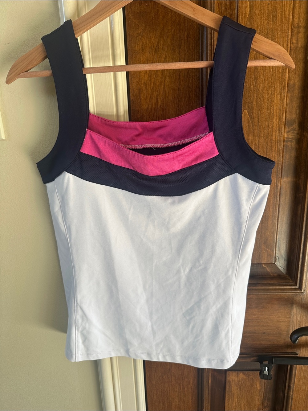 Tail White Tank Top with Pink Inset and Black Trim